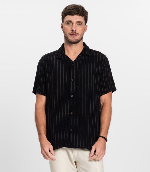 Camisa Masculina em Linho Diametro Preto