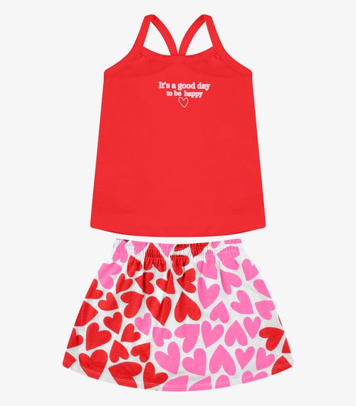 Conjunto Regata Com Saia Cotton Rovi Kids Vermelho