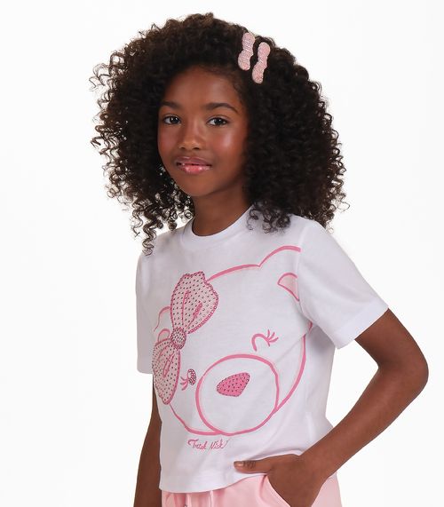 Conjunto Camiseta com Shorts Menina Trick Nick Branco