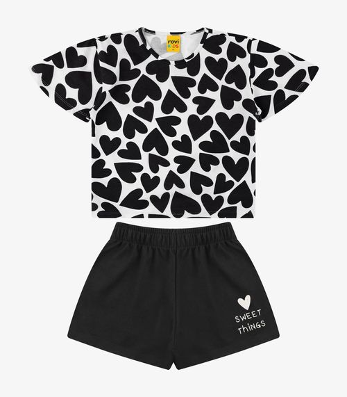 Conjunto Blusa com Shorts Meia Malha Rovi Kids Preto
