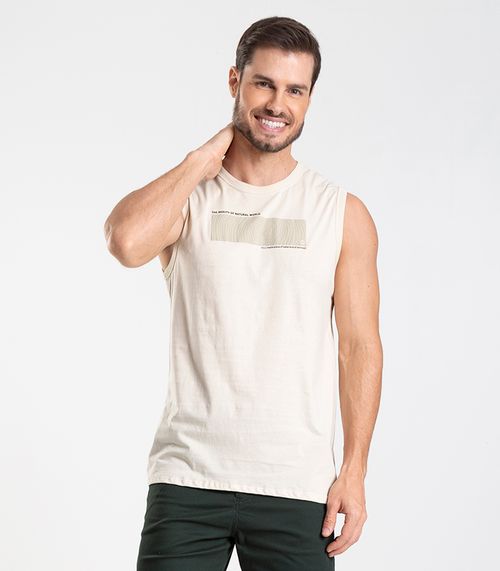 Regata Meia Malha Masculina Diametro Bege