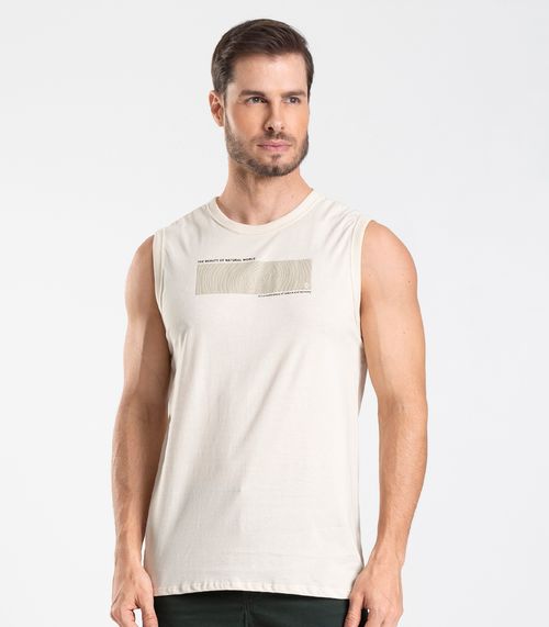 Regata Meia Malha Masculina Diametro Bege