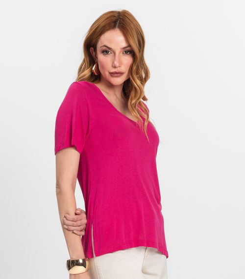 Blusa Feminina Manga Curta Decote V Endless Rosa