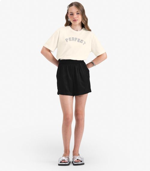 T- Shirt Juvenil em Meia Malha Minty Bege