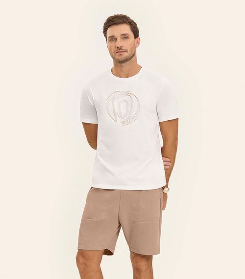 Camiseta em Meia Malha Masculina Diametro Bege