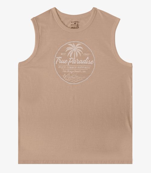 Regata em Meia Malha Masculino Diametro Marrom