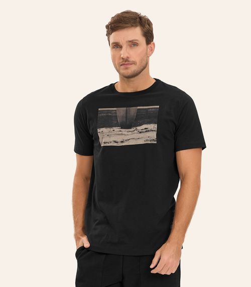 Camiseta Masculina Meia Malha Diametro Preto