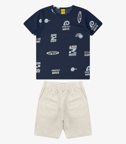 Conjunto Camiseta com Bermuda Menino Rovi Kids Azul