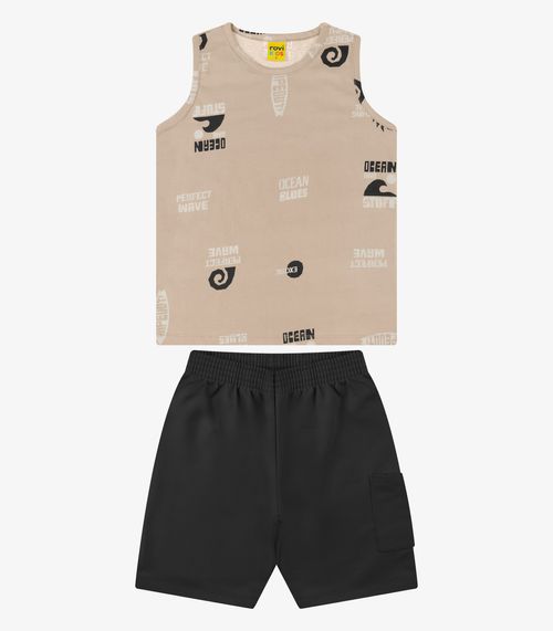 Conjunto Bermuda com Regata Menino Rovi Kids Marrom