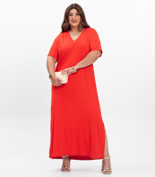 Vestido Super Midi Feminino Plus Size Secret Glam Laranja