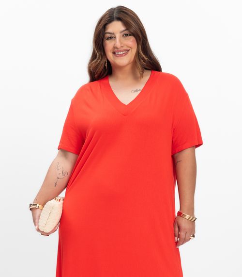 Vestido Super Midi Feminino Plus Size Secret Glam Laranja