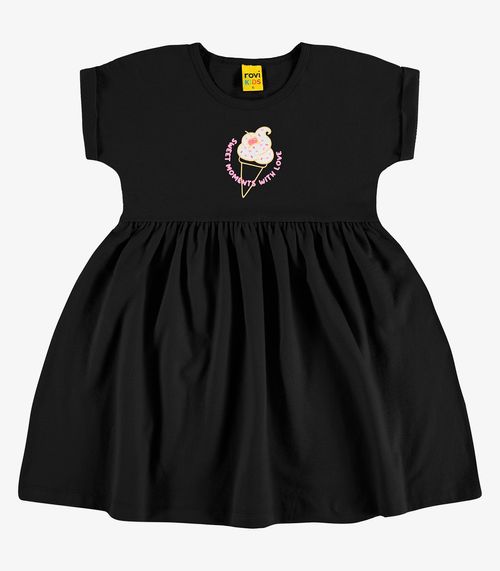 Vestido Malhão Fruit Rovi Kids Preto
