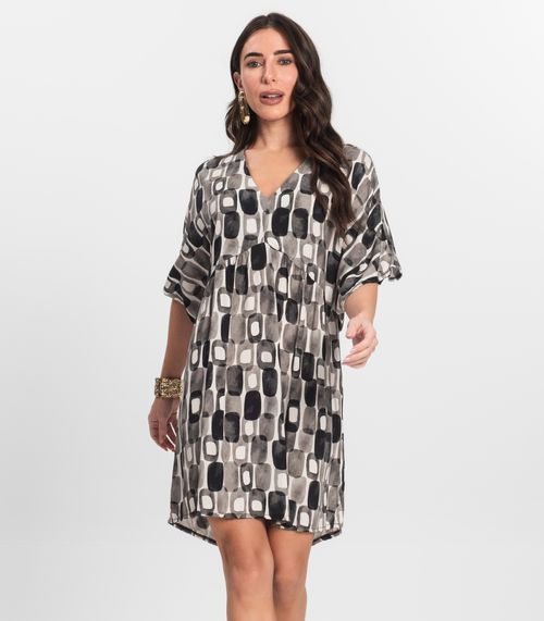 Vestido Curto Feminino Estampado Decote V Endless Preto