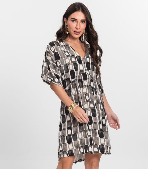 Vestido Curto Feminino Estampado Decote V Endless Preto