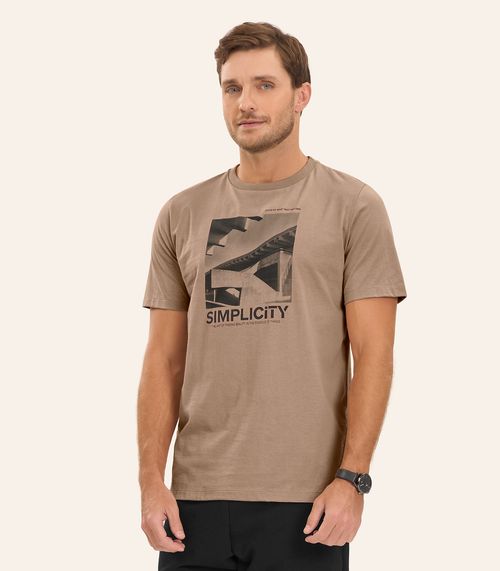 Camiseta Meia Malha Masculina Diametro Marrom