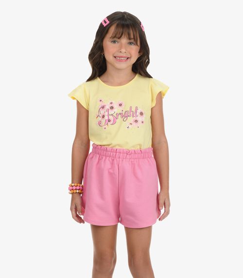 Conjunto Blusa com Shorts Menina Rovi Kids Amarelo