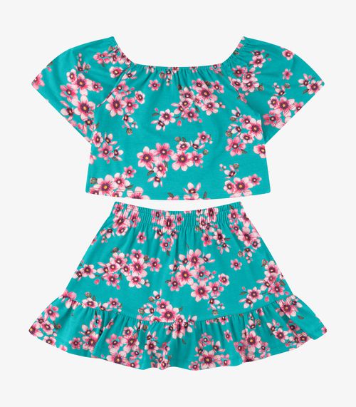 Conjunto Blusa com Saia Cotton Rovi Kids Verde