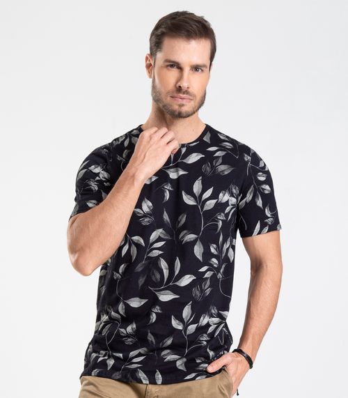 Camiseta em Meia Malha Masculina Diametro Preto