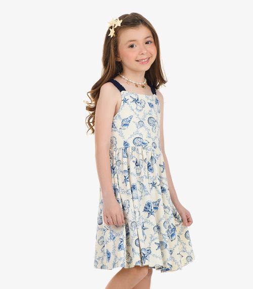 Vestido Visco Maquineta Menina Rovi Kids Bege