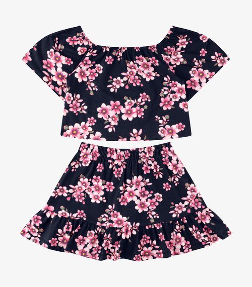 Conjunto Blusa com Saia Cotton Rovi Kids Azul