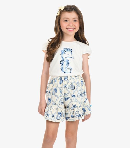 Conjunto Blusa Com Shorts Rovi Kids Bege