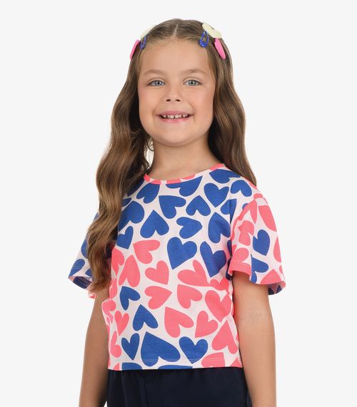 Conjunto Blusa com Shorts Meia Malha Rovi Kids Rosa
