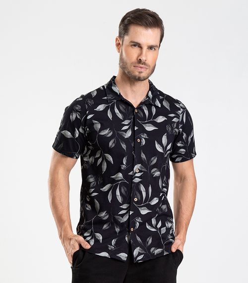 Camisa em Meia Malha Masculina Diametro Preto