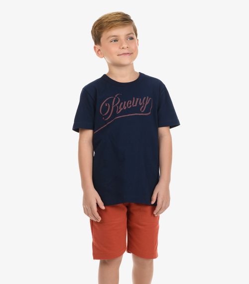 Conjunto Camiseta com Bermuda Menino Rovi Kids Azul