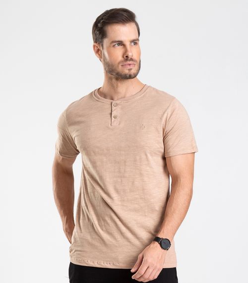 Camiseta Meia Malha Flamê Masculina Diametro Marrom