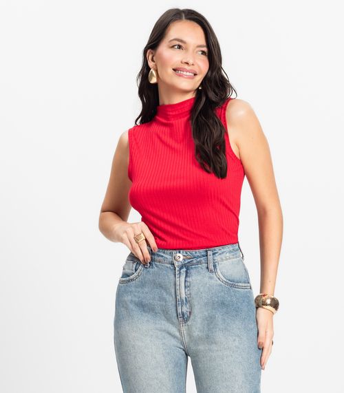 Blusa em Ribana Canelada Rovitex Vermelho