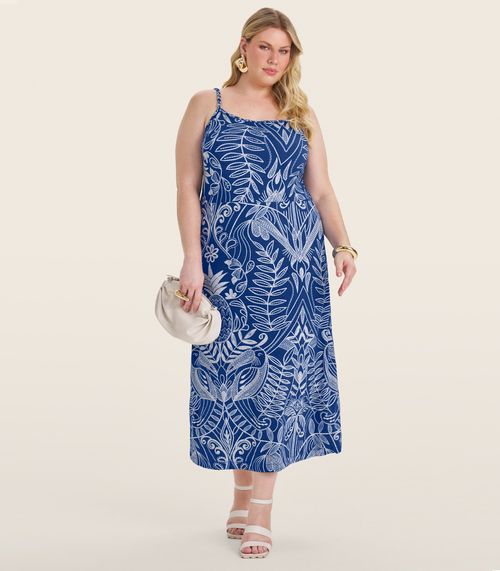 Vestido Midi Plus Size Secret Glam Azul