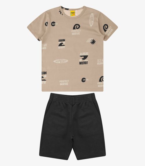 Conjunto Camiseta com Bermuda Menino Rovi Kids Marrom