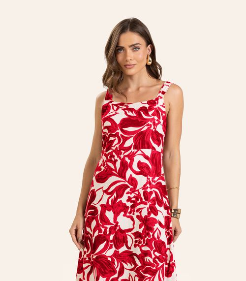 Vestido Midi em Linho Feminino Endless Vermelho