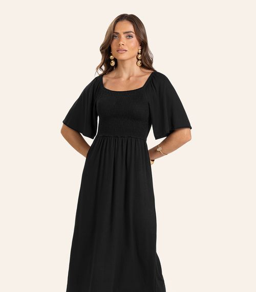 Vestido Midi em Viscotorcion Feminino Endless Preto