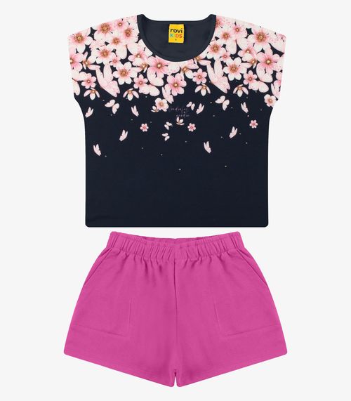 Conjunto Blusa com Shorts Menina Rovi Kids Azul