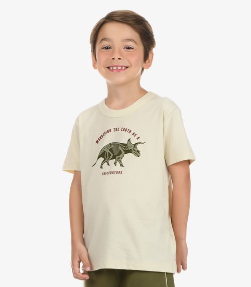 Conjunto Camiseta com Bermuda Masculino Rovi Kids Bege