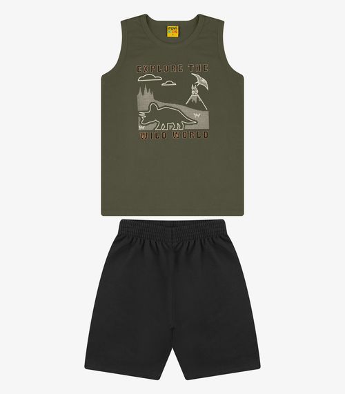 Conjunto Bermuda com Regata Masculino Rovi Kids Verde