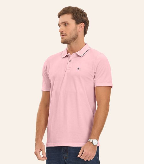 Polo em Piquet Duplo Pa Masculina Diametro Rosa