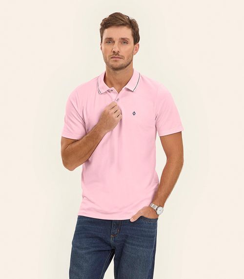 Polo em Piquet Duplo Pa Masculina Diametro Rosa