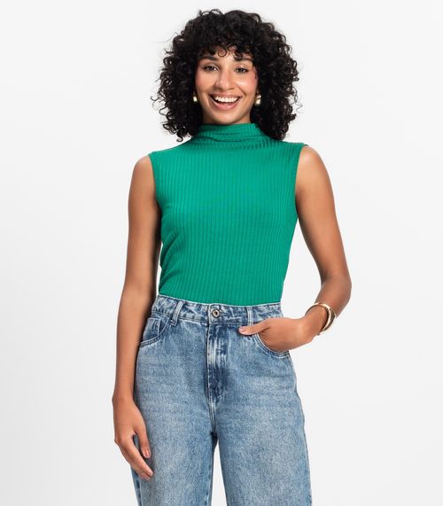 Blusa em Ribana Canelada Rovitex Verde