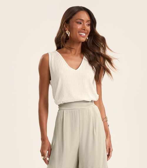 Regata Feminina Listarda Lurex Rovitex Bege