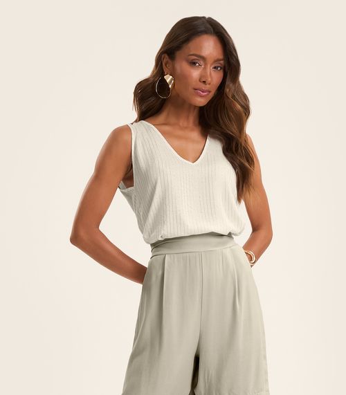 Regata Feminina Listarda Lurex Rovitex Bege