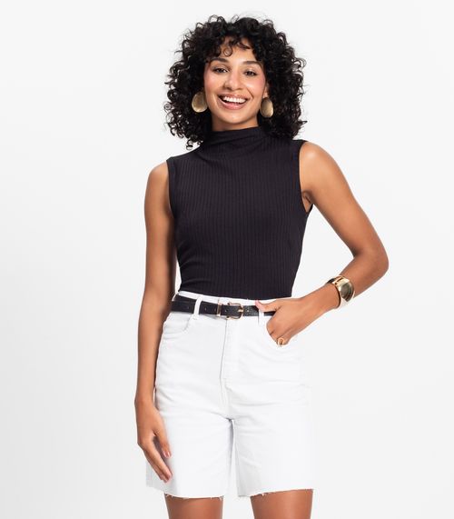 Blusa em Ribana Canelada Rovitex Preto