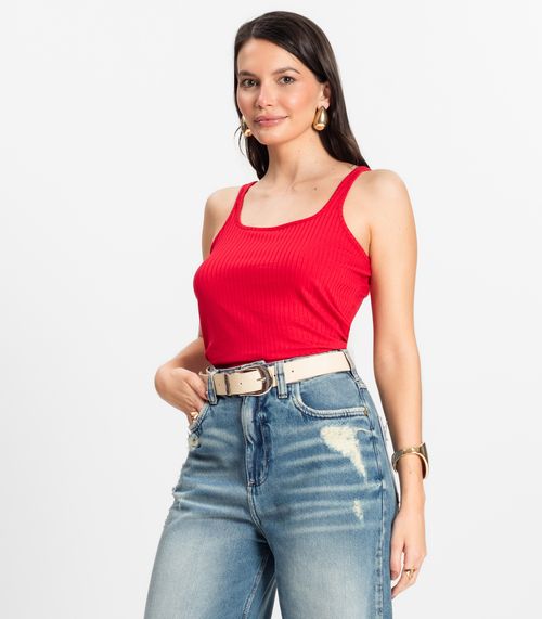 Regata em Ribana Canelada Rovitex Vermelho