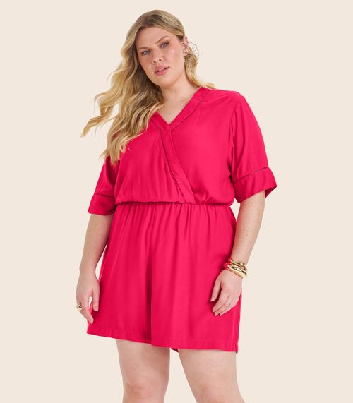 Macaquinho Feminino Plus Size Secret Glam Vermelho