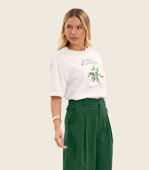 Camiseta Feminino Manga Curta Meia Malha Endless Bege