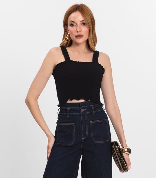 Regata Cropped Feminina Em Lastex Endless Preto