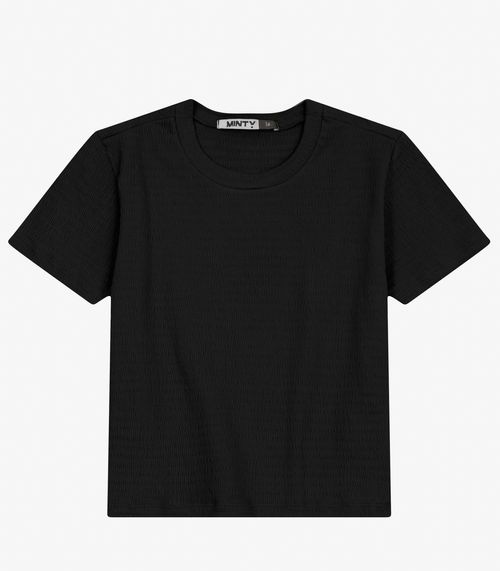 Blusa Juvenil Feminina em Malha Anarruga Minty Preto