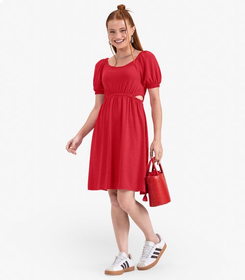 Vestido Juvenil Curto em Molecotton Minty Vermelho
