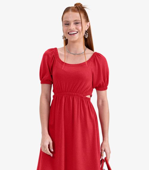 Vestido Juvenil Curto em Molecotton Minty Vermelho